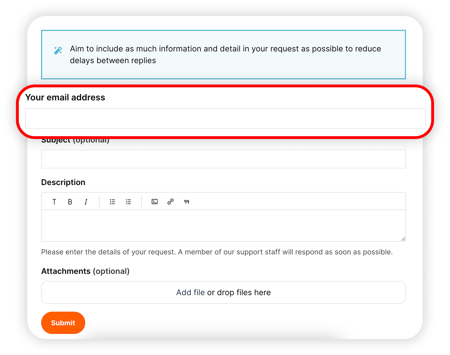 View of NordProtect support request, email address field is highlighted.png