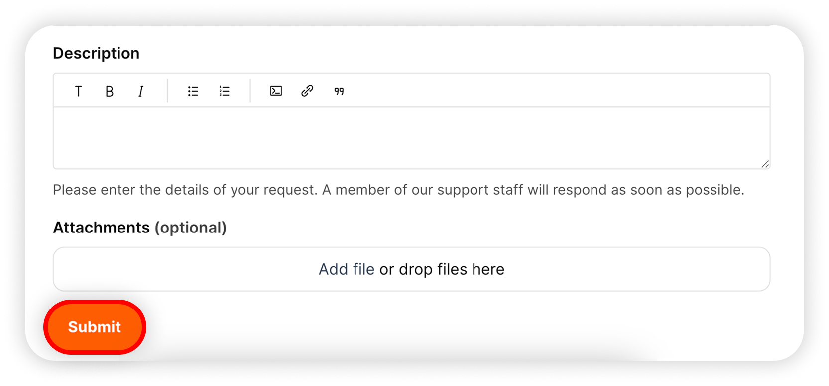 View of NordProtect support request, submit button is highlighted.png