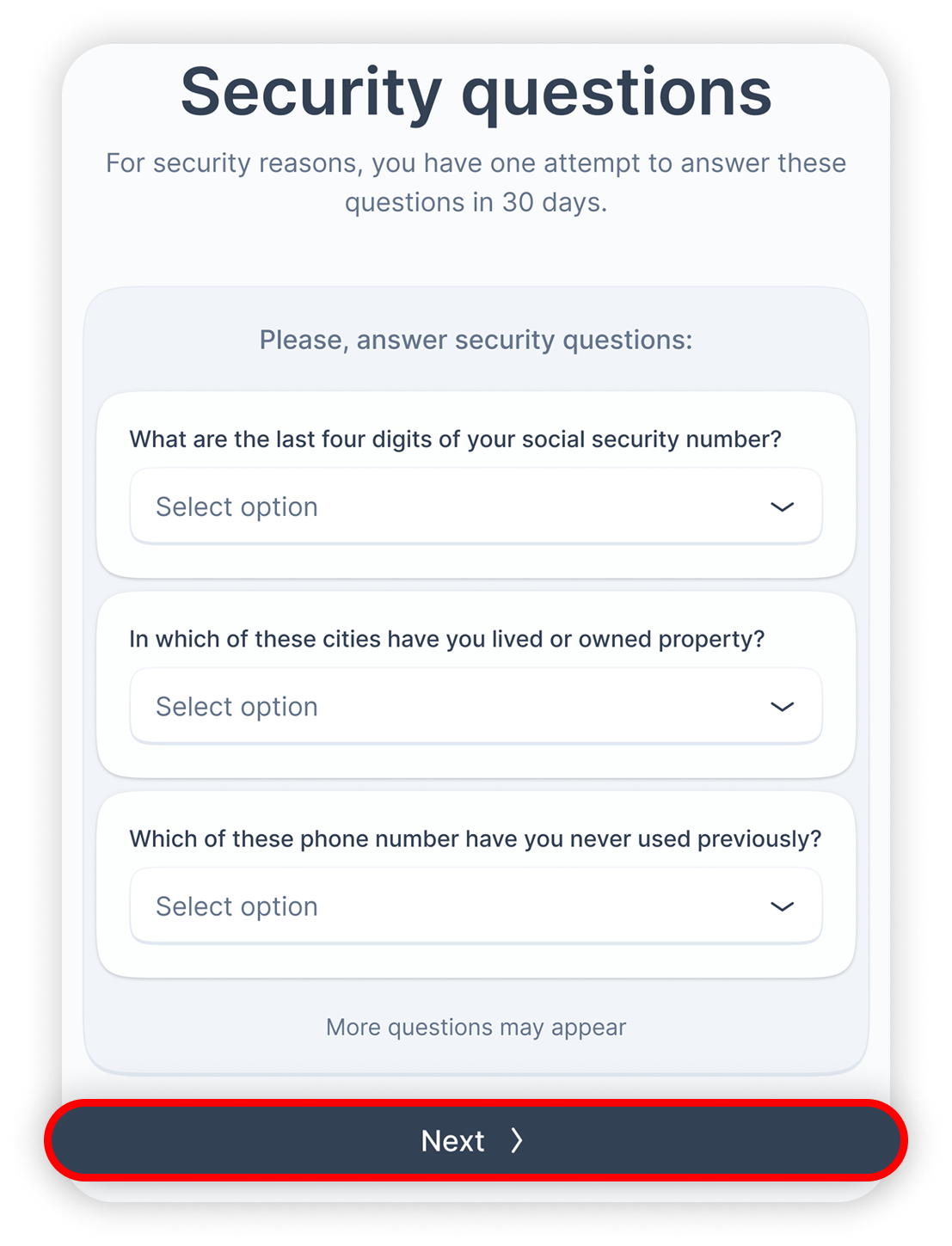 View of NordProtect security question, next button is highlighted.png